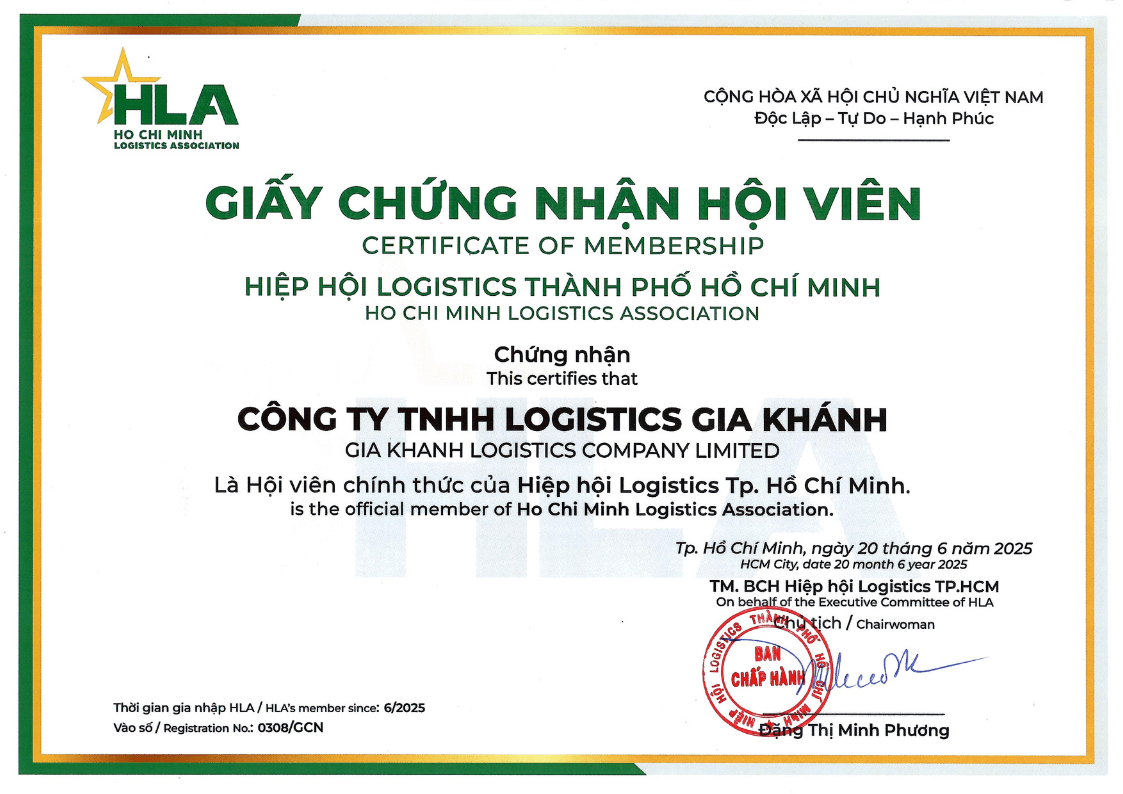 Công ty Logistics Gia Khánh chính thức trở thành hội viên Hiệp hội Logistics TP. Hồ Chí Minh